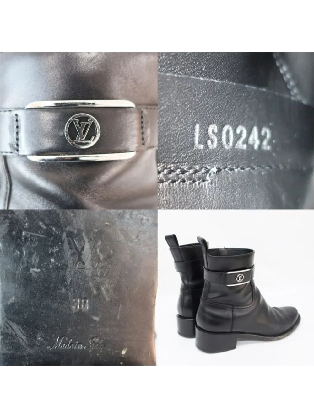 Louis Vuitton Boots Waist Side Line Black Short Leather - Picture 9 of 10